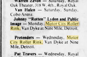 Motor City Theatre - Old Ad From 1980 As Music Venue (newer photo)